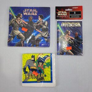 Star Wars Episode I & Batman Robin Vintage 1999 Party Napkins & Invitations